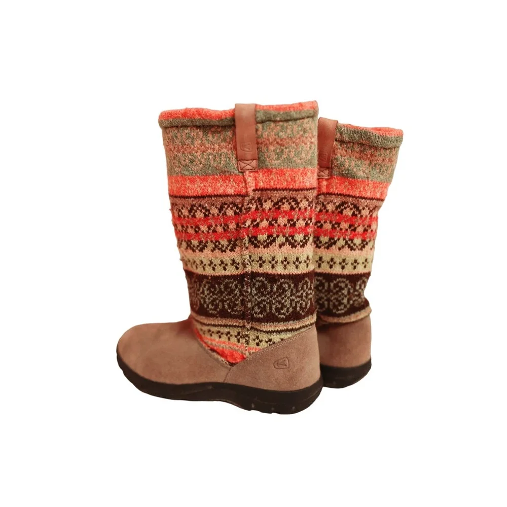 KEEN Women’s knit sweater top suede‎ bottom boots slouchy sz 5